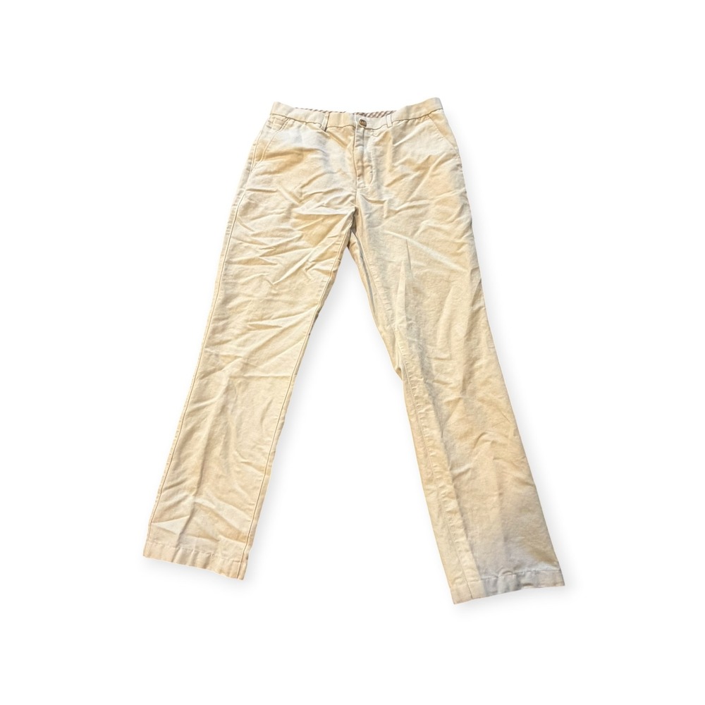 Banana Republic Kentfield Pant Mens 34x34 Beige Linen Cotton Blend Straight Leg